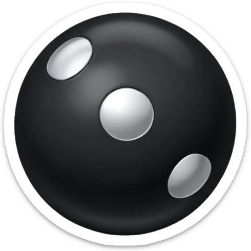 Black Ball with MB written on in the middle of it. Nothing else no holes or anything. sticker