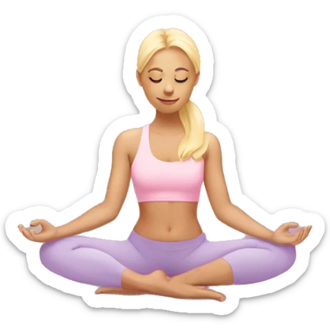blonde girl doing yoga on a pastel pink yoga mat sticker