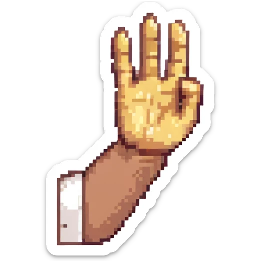 pixel art emoji of a hand waving 'nah' in a dismissive way sticker