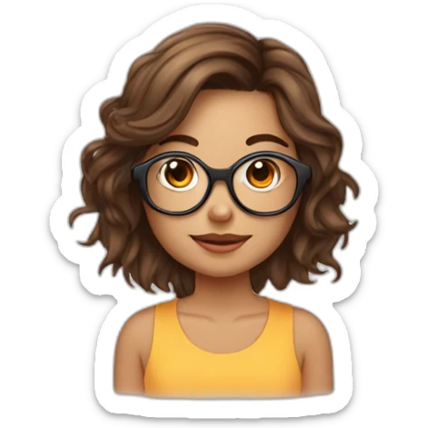 Fille avec cheveux court bruns et avec des lunettes rondes sticker