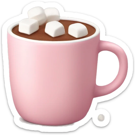 Light Pink mug of hot chocolate with marshmallows  sticker