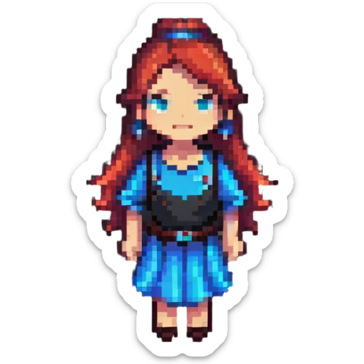 modern pixel art female character with contemporary clothing and hairstyle sticker