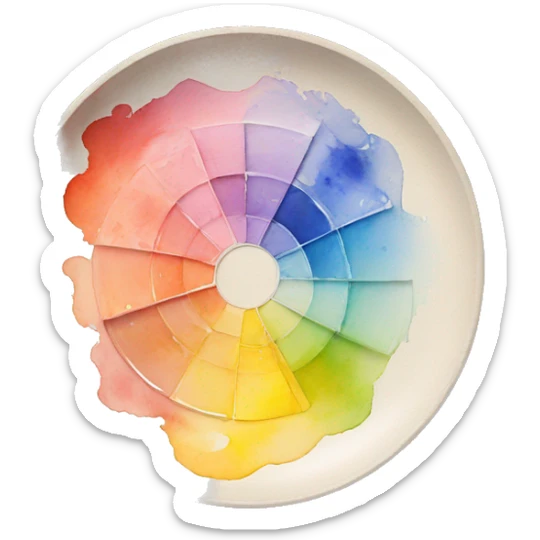 watercolor mixing plate  sticker