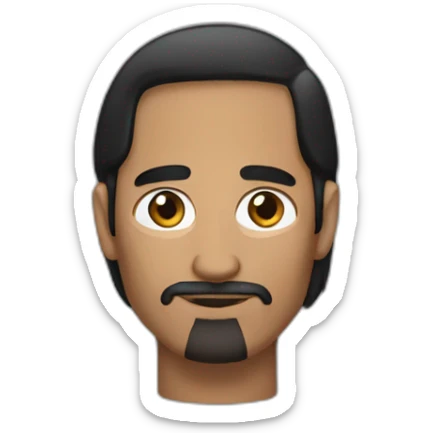 brown man looks like steve jobs with black hair with no faical hiar and add a mole on the face sticker