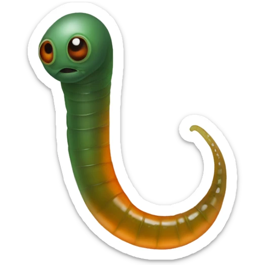 Eight-eyed Dark green and orange medicinal leech with oral suction and caudal suction sticker