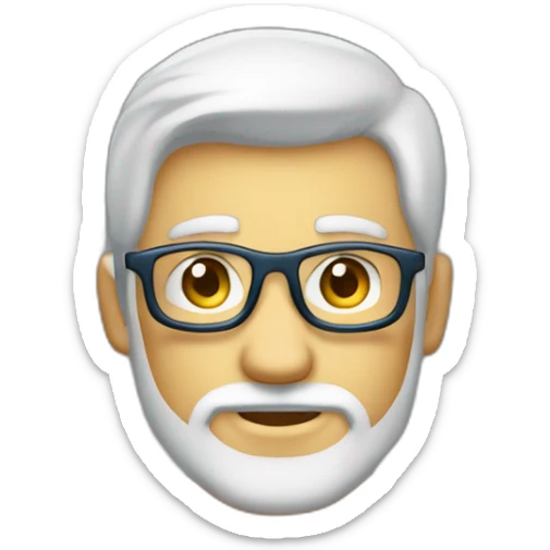 Homem branco acima do peso, loiro médio, com cabelo curto, barba, olhos azuis e que usa oculos sticker