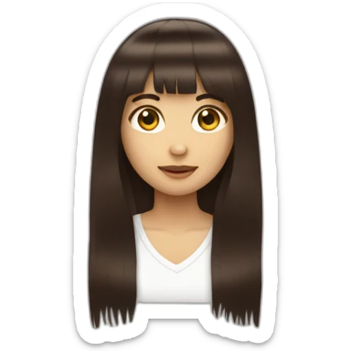 dark-brown-long-hair-fringe-girl-with-black -eyes Download emoji sticker