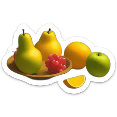 painting of fruit on a table in the style of Raimonds Staprans sticker