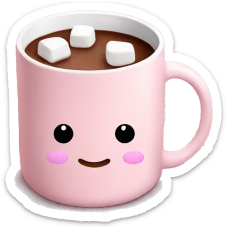 Light Pink mug of hot chocolate with marshmallows  sticker