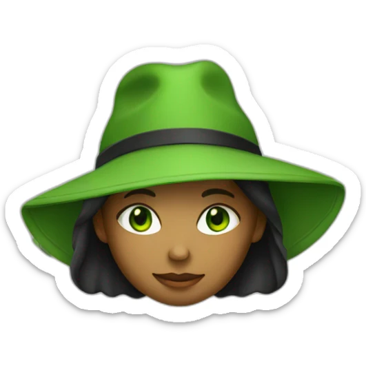 A child with green eyes, wearing a black Sun hat  and a green T-shirt with a black letter “G” on T.Shirt sticker