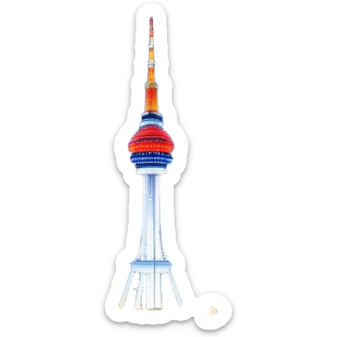 N Seoul Tower Landmark Emoji – Showing the tower atop Namsan Mountain with city lights in the background. sticker