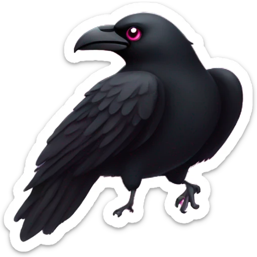 Black heart with hot pink raven inside of heart sticker