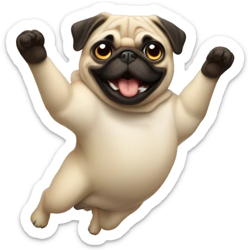 Pug doing a backflip  sticker