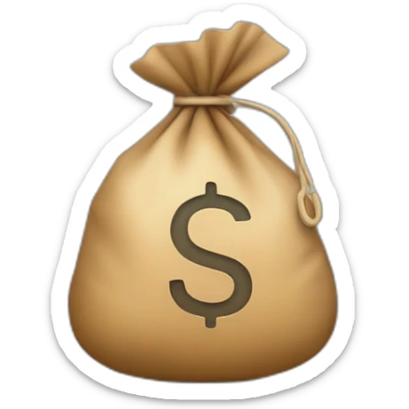 Money bag with letter ₸ in the center of the bag sticker