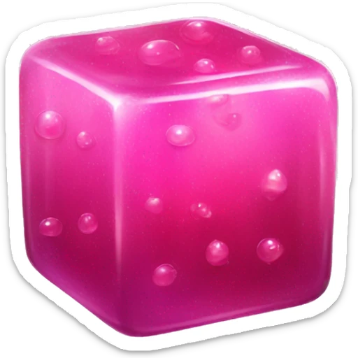 Sparkling pink jelly cube realistic sticker