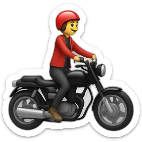 Un garçon et une fille sur une moto noir et rouge  sticker
