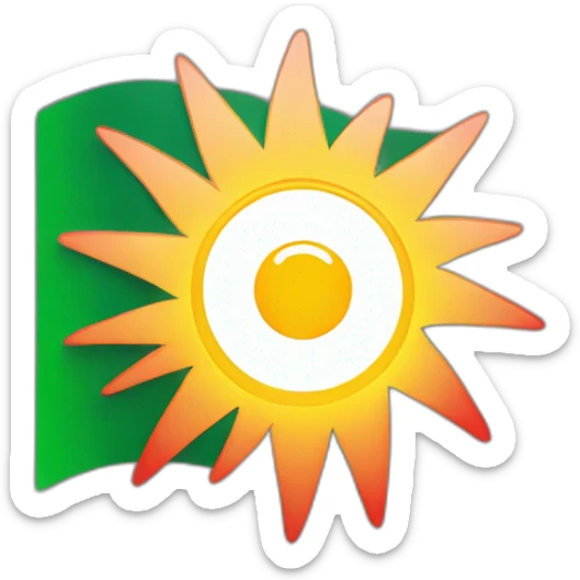 Red at the top, white in the middle with the sun in the middle and a green flag at the bottom sticker