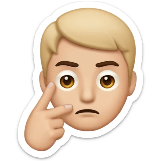 Emoji qui regarde mal avec un sourcil en l’air et l’index au coins de sa bouche et sa bouche dois être comme ça 🫦 sticker