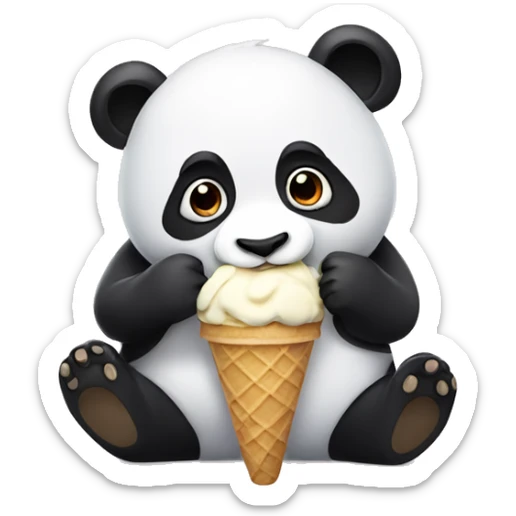 Panda eating ice cream sticker