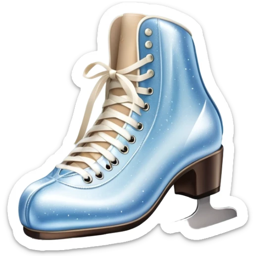 An icon showing elegant figure skates and a sparkling dress in close-up on an ice rink. The background features a graceful arena with soft lights reflecting on the smooth ice. Transparent background highlights the beauty, style, and artistry of figure skating. sticker