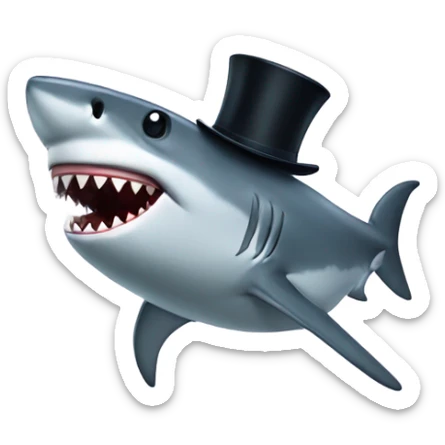 Shark with a top hat sticker