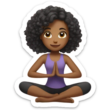 a mixed girl with wavy hair doing yoga  sticker