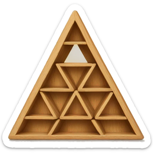 simple 3 wooden blocks that form a triangle once stacked on top of each other. the block gets wider from the bottom sticker