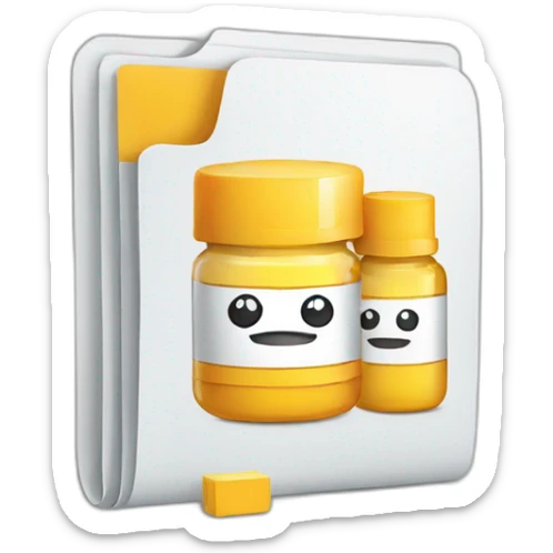 i want an emoji representing a folder with medication drugs coming out of it sticker