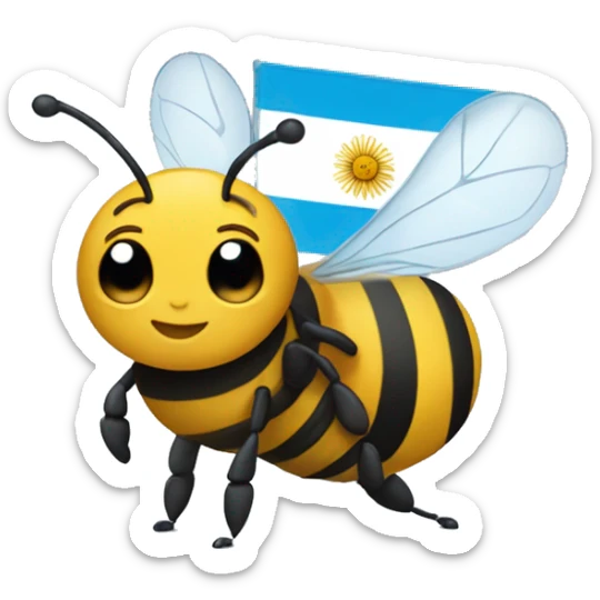 Create a Slack emoji of a bee wearing a t-shirt with the flag of Argentina sticker
