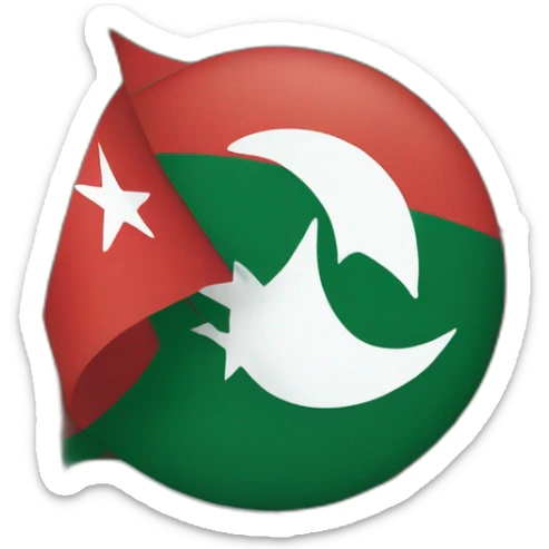 PTI party flag half red and half green with crescent and a star like Pakistan flag sticker