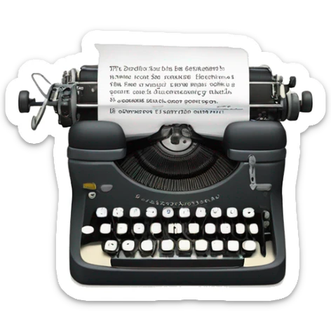 a typewriter with the paper saying “The tortured poet’s department” sticker