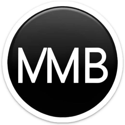 Black circle with “MB” written on in the middle of it. Nothing else no holes or anything. sticker