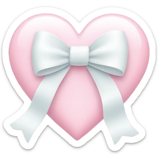 Pastel pink heart with white bow sticker