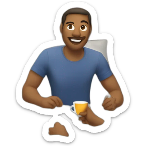 2 homme blanc  qui parle autour d’une bonne tasse de thé dans une chambre avce 2 lit simple  sticker