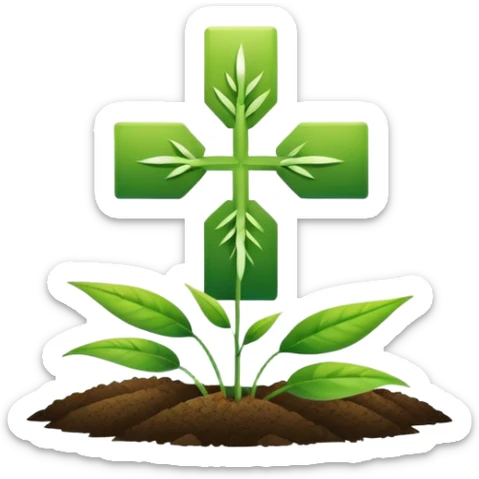 agriculture symbol with a plant or field combined with a medical cross sticker
