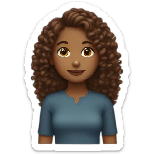 Brown girl with curly brown hair sticker