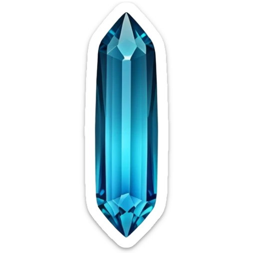 Indicolite tourmaline gemstone with deep electric blue color and elongated crystal shape sticker