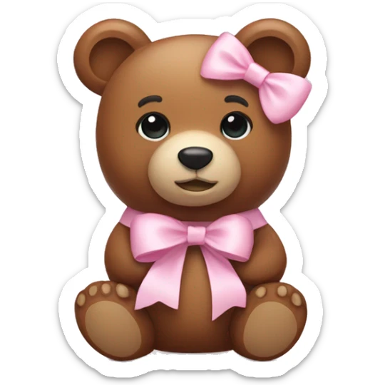 Bear with a light pink bow sticker