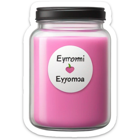 A pink candle in a jar with a white sticker and the inscription eryomina candle sticker