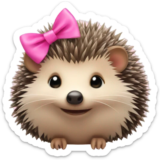 hedgehog with a pink bow sticker