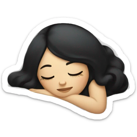 Girl who’s pale with black hair and long lashes sleeping on pillow sticker