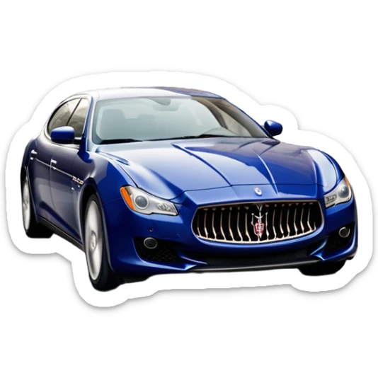 Maserati Quattroporte (2022) – cinematic-realistic Maserati Quattroporte emoji, its striking Italian design turning heads as it effortlessly maneuvers through the streets of Milan. The engine roars with Italian flair, echoing the car's racing heritage while enveloping the driver in an atmosphere of true luxury. sticker