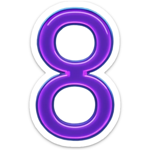 Neon sign in the form of numbers "18+" in dark purple and dark blue tones sticker