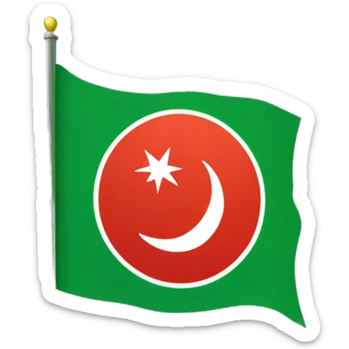 Flag with only two clours green and red and a moon and star in the middle of it sticker