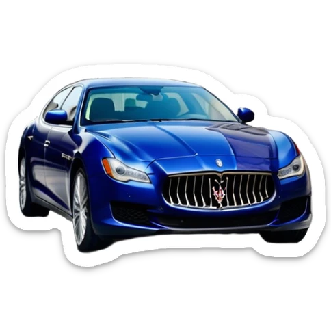 Maserati Quattroporte (2022) – cinematic-realistic Maserati Quattroporte emoji, its striking Italian design turning heads as it effortlessly maneuvers through the streets of Milan. The engine roars with Italian flair, echoing the car's racing heritage while enveloping the driver in an atmosphere of true luxury. sticker