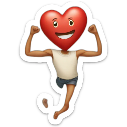Personified heart with arms and legs coming out of it sticker