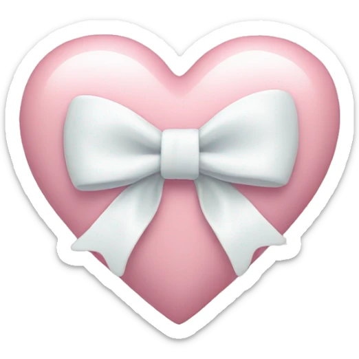 Pastel pink heart with white bow sticker
