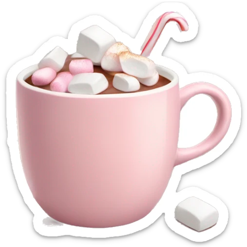 Light Pink mug of hot chocolate with marshmallows  sticker