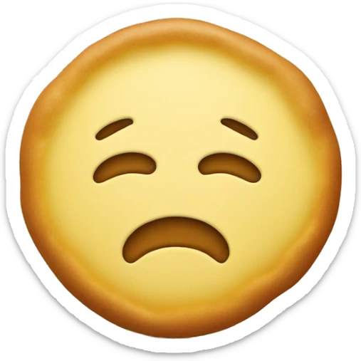 yellow round emoji head with closed eyes, tongue out and with thick dough on face sticker