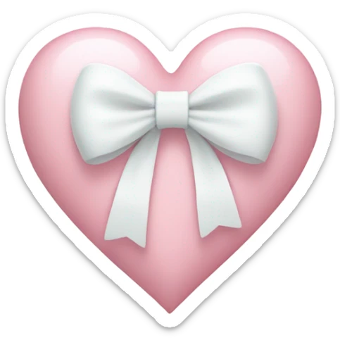 Pastel pink heart with white bow sticker